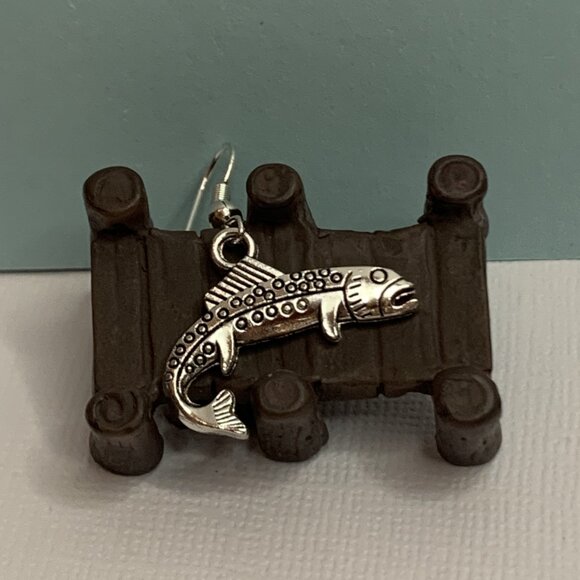 Fish Earring, Fishing Charm, Fish Jewelry, Gift Idea, Silly Animal Earring - Picture 5 of 9